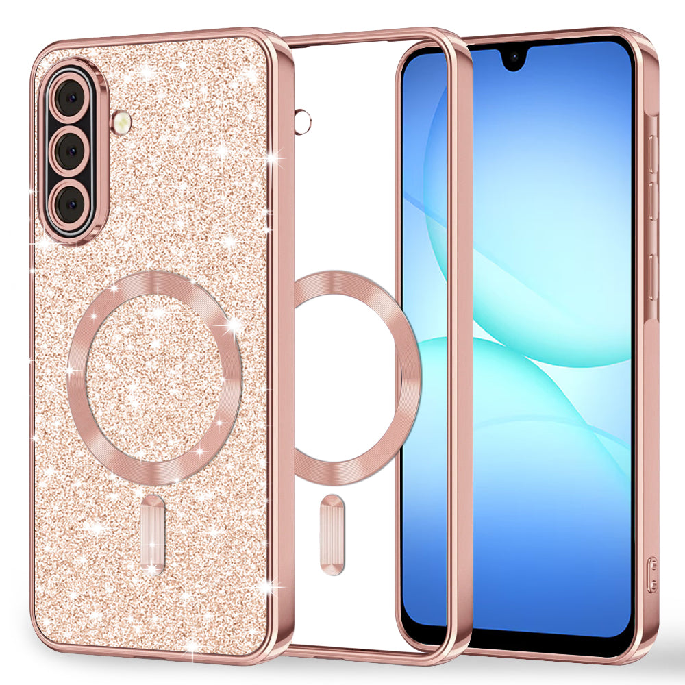 Techsuit Luxury Glitter MagSafe rózsaarany tok Samsung Galaxy A17 5G telefonhoz