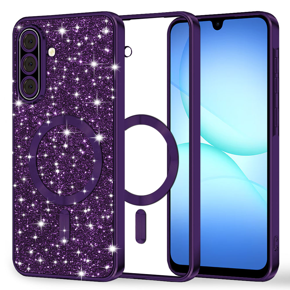 Husa de protectie Techsuit Luxury Glitter MagSafe compatibil cu Samsung Galaxy A17 5G / A17 4G / M17 / F17, Mov Inchis