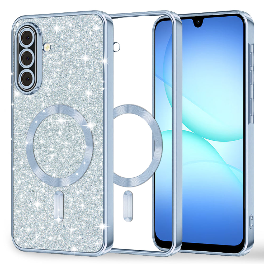 Husa de protectie Techsuit Luxury Glitter MagSafe compatibil cu Samsung Galaxy A17 5G / A17 4G / M17 / F17, Albastru Deschis