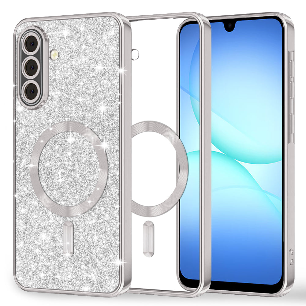 Husa de protectie Techsuit Luxury Glitter MagSafe compatibil cu Samsung Galaxy A17 5G / A17 4G / M17 / F17, Argintiu