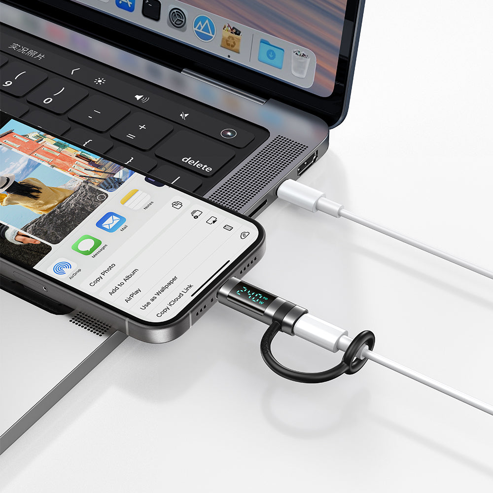 Adaptor Mcdodo Adapter Pigeon Series (OT-2620), with Silicone Hook, Aluminium Alloy, USB-C to USB-C, 240W, Portable Design, Negru