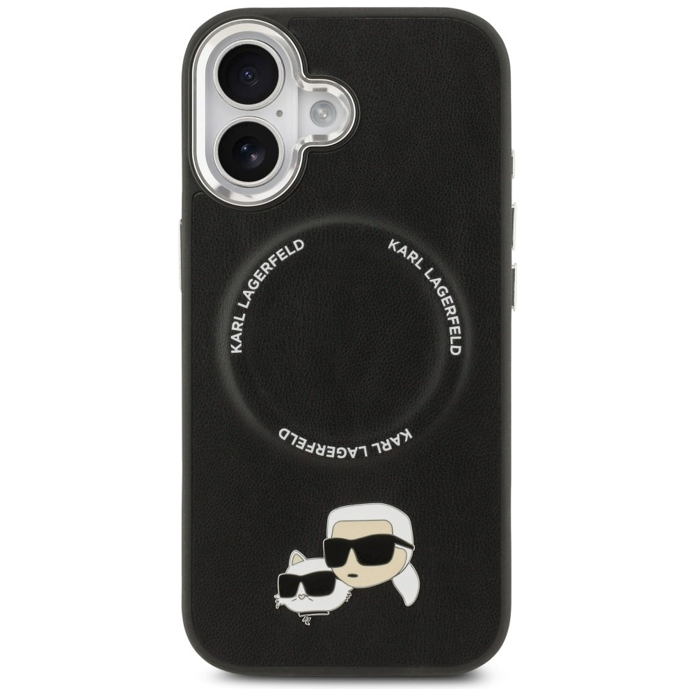 Husa de protectie Karl Lagerfeld Leather K&C Pins MagSafe (KLHMP17SPSMLRKCK) compatibil cu iPhone 17, Negru