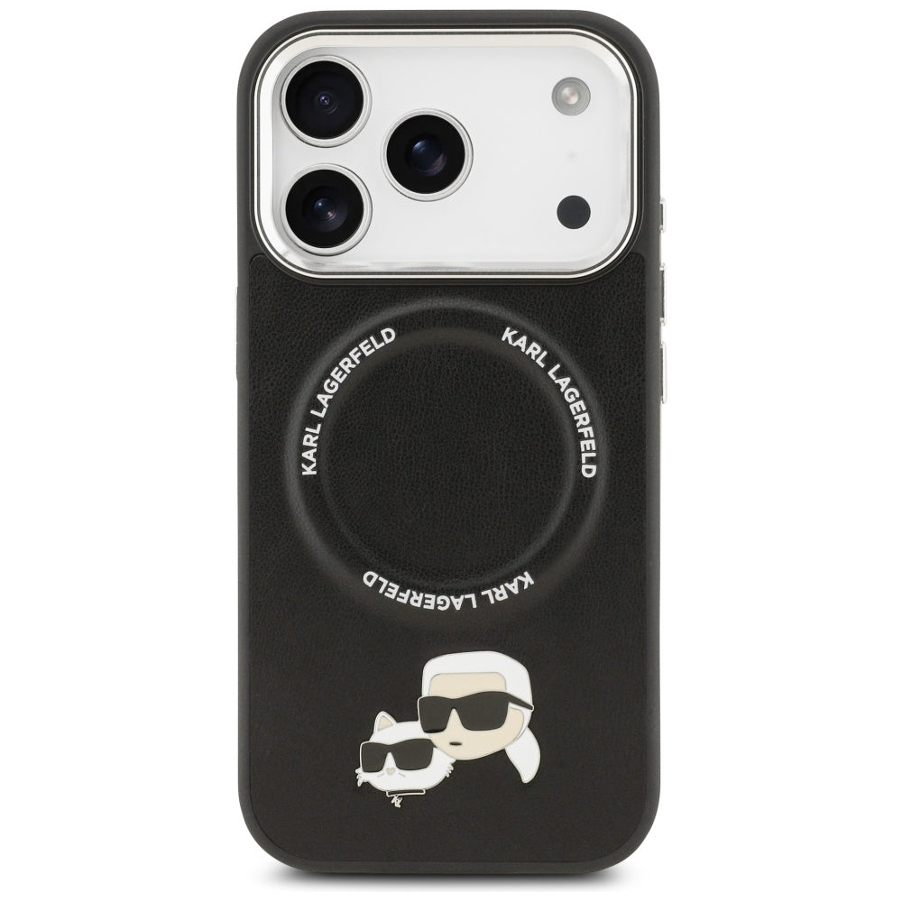 Husa de protectie Karl Lagerfeld Leather K&C Pins MagSafe (KLHMP17LPSMLRKCK) compatibil cu iPhone 17 Pro, Negru