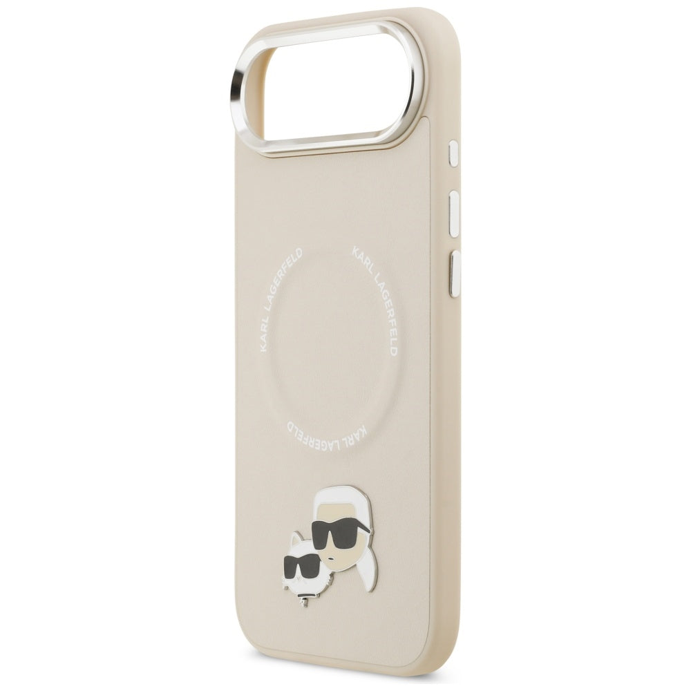 Husa de protectie Karl Lagerfeld Leather K&C Pins MagSafe (KLHMP17MPSMLRKCE) compatibil cu iPhone 17 Air, Bej