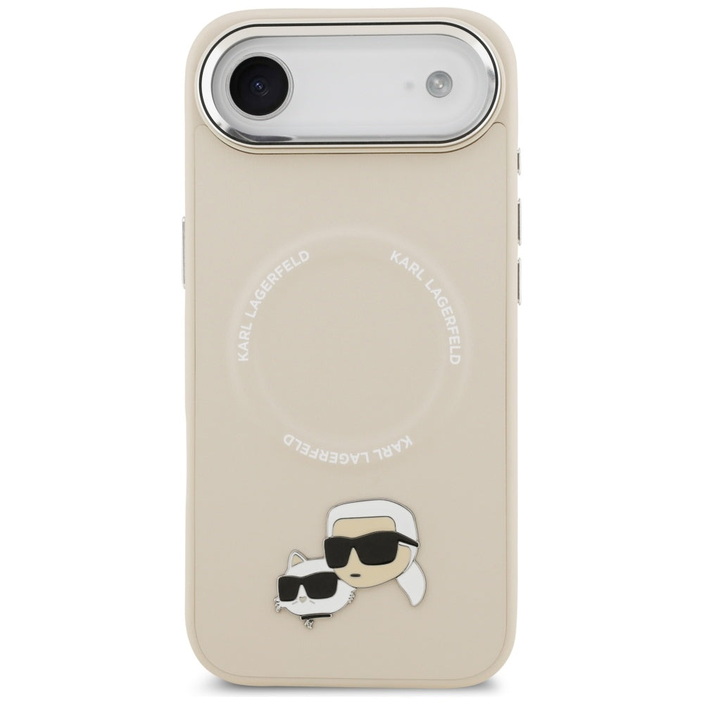 Husa de protectie Karl Lagerfeld Leather K&C Pins MagSafe (KLHMP17MPSMLRKCE) compatibil cu iPhone 17 Air, Bej