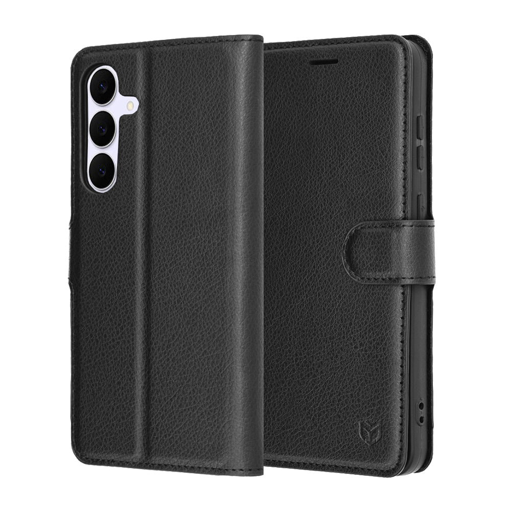 Husa de protectie Techsuit Leather Folio compatibil cu Samsung Galaxy S25 FE, Negru
