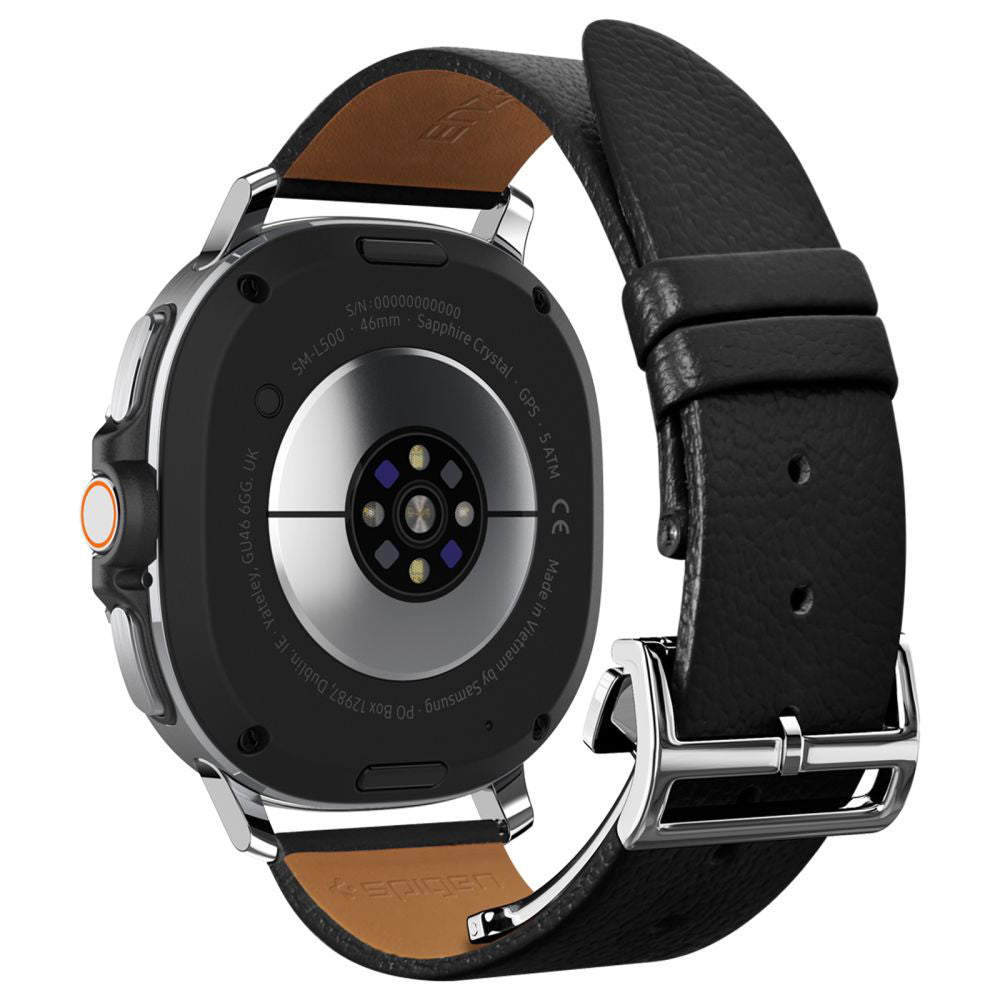Accesoriu smartwatch Spigen Enzo (AMP10119) compatibil cu Samsung Galaxy Watch8 40mm/Watch8 44mm/Watch8 Classic, Genuine Goat Leather, Negru