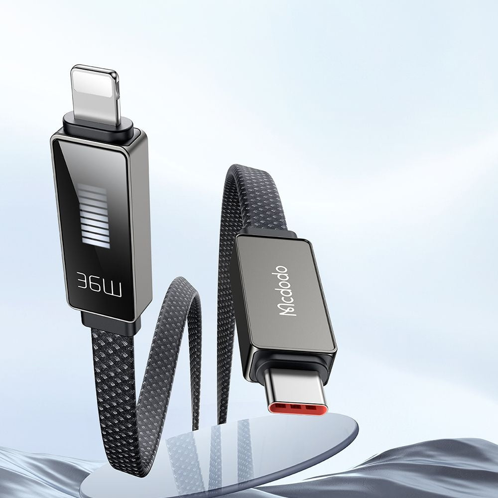 Cablu Mcdodo Rythm Series (CA-4960), Type-C to Lightning, 36W, LED Display, Fast Charging, 1.2m, Negru