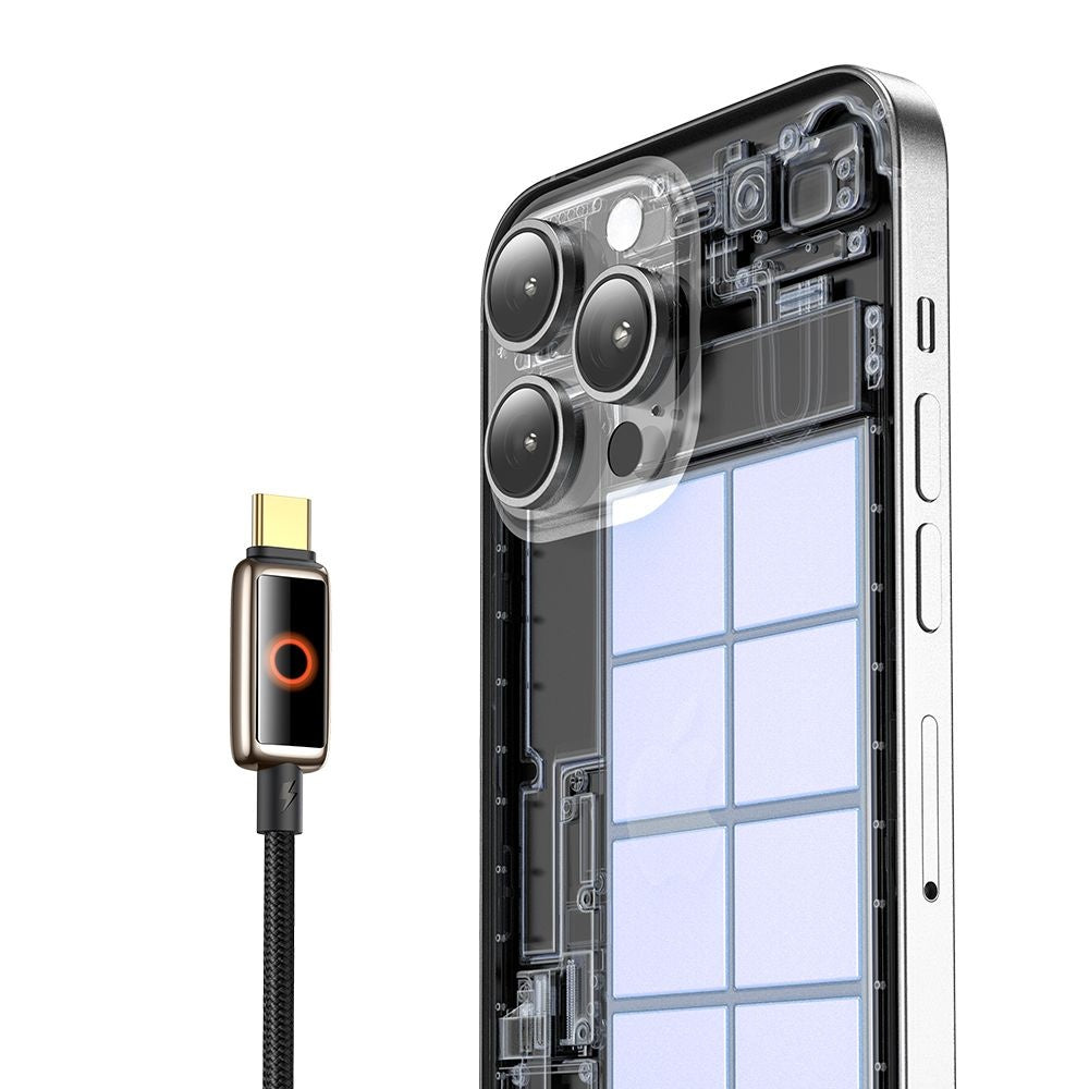 Cablu Mcdodo (CA-6681), with Breathing Light LED Display, USB-C to USB-C, Auto Power Off, 100W, 1.2m, Auriu Desert