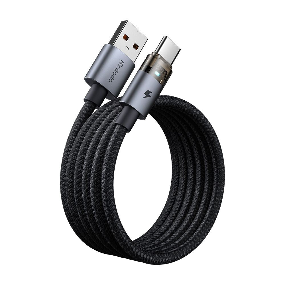 Cablu Mcdodo (CA-6890), with Charging Light, USB-C to USB-A, Transparent Cable, 6A, 1.2m, Negru