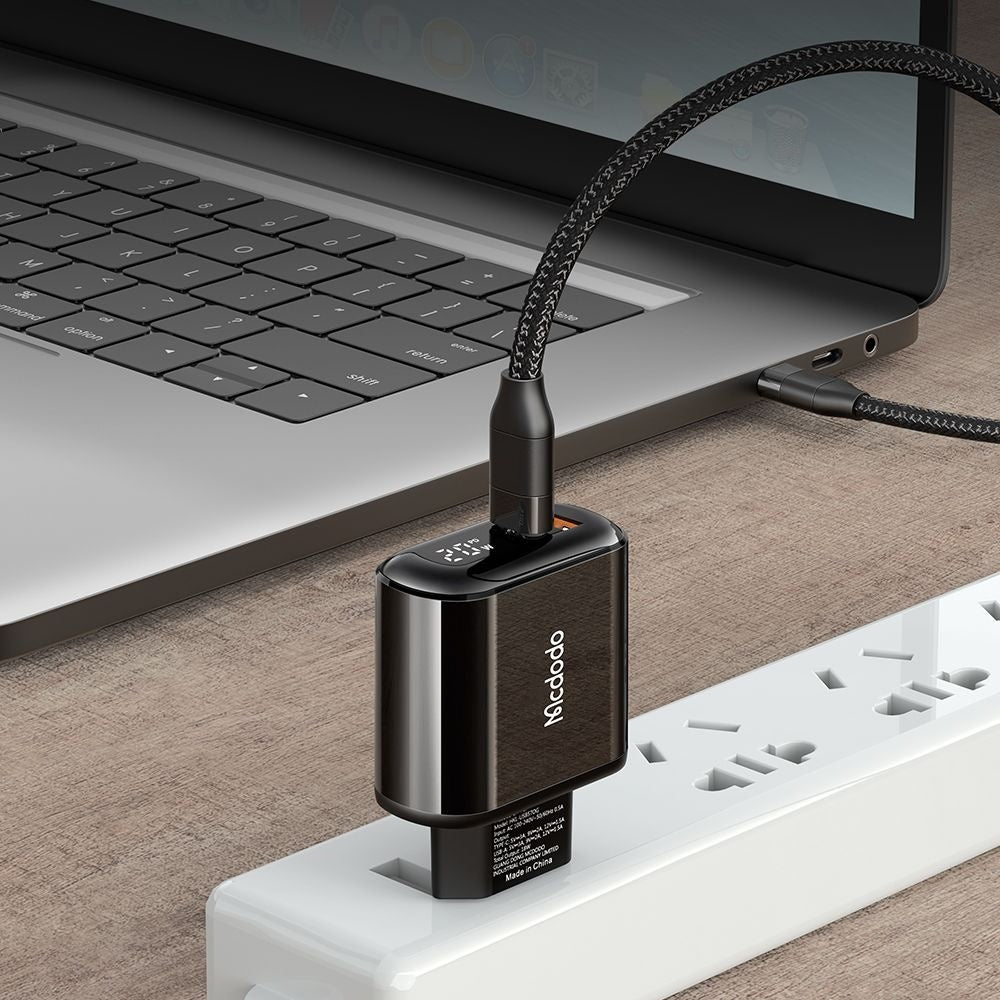 Incarcator Mcdodo Chocolate Series (CH-7170), USB-C/A, 20W, Digital Display, PD + QC, Negru