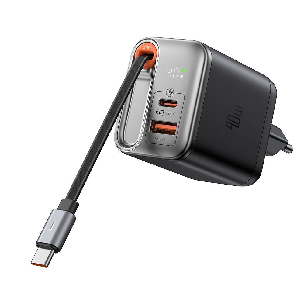 Incarcator Mcdodo (CH-4281), USB-A/USB-C, 40W, Cablu Retractabil, Negru