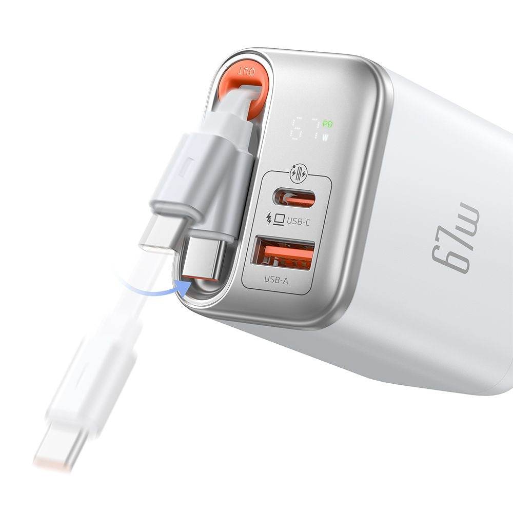Incarcator Mcdodo (CH-4103), USB-A/C, 67W, Cablu Retractabil, Alb