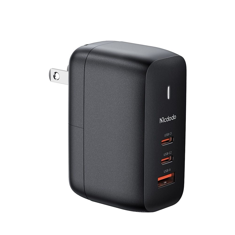 Incarcator Mcdodo Travel Adapter Mecha Series (CH-8442), Cable Included, UK/US/EU Plugs, 65W, 2x Type-C, USB-A, Negru