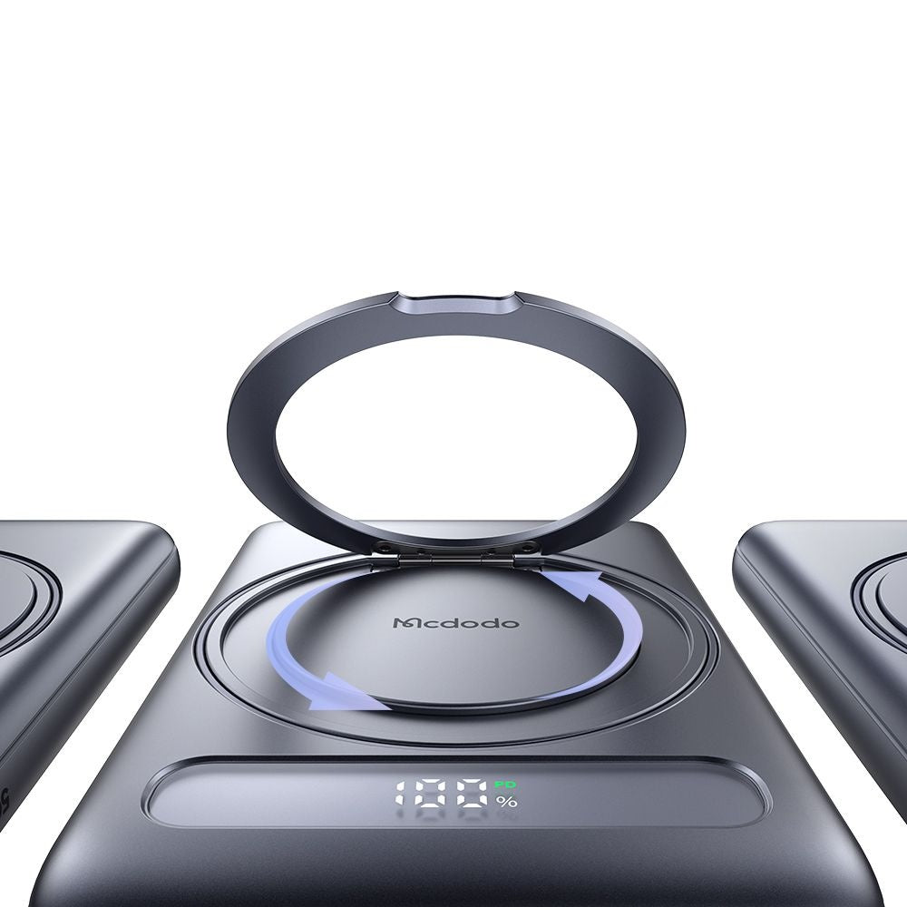Baterie externa Mcdodo Magnetic Meta Series (MC-8361), Built-in 360° Ring Stand, 5000mAh, 20W, Digital Display, Gri Inchis