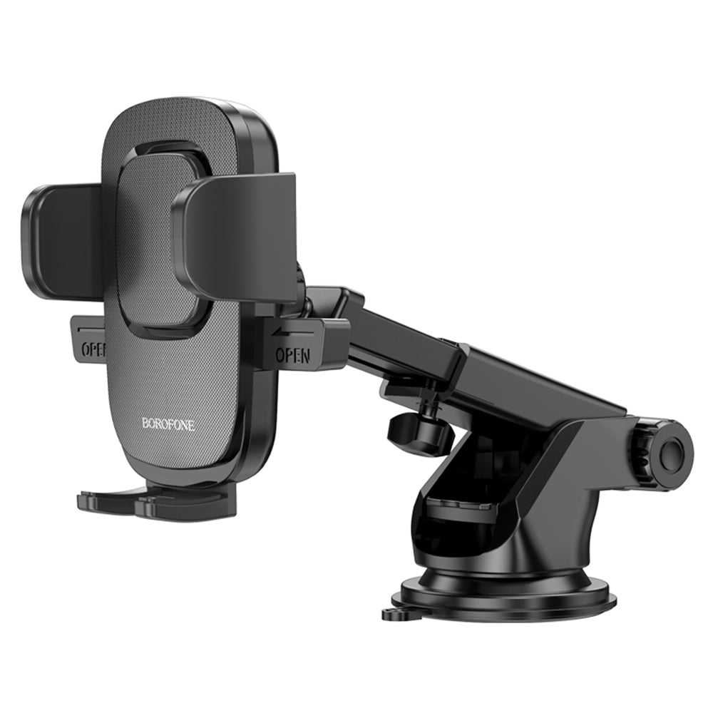 Suport Borofone Dainty (BH60), with Suction Cup, for Dashboard/Windshield, 4.5-7" Phone, Negru Grey