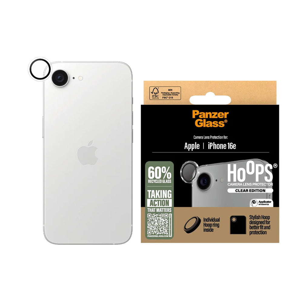 Folie de protectie PanzerGlass® Hoops® Camera Lens compatibil cu iPhone 16e / iPhone 17e, Transparent