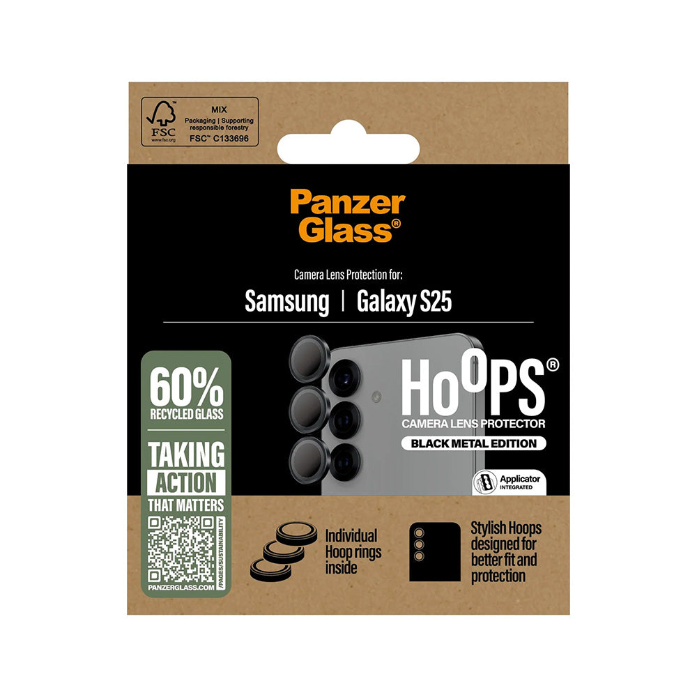 Folie de protectie PanzerGlass® Hoops® Camera Lens compatibil cu Samsung Galaxy S25, Negru
