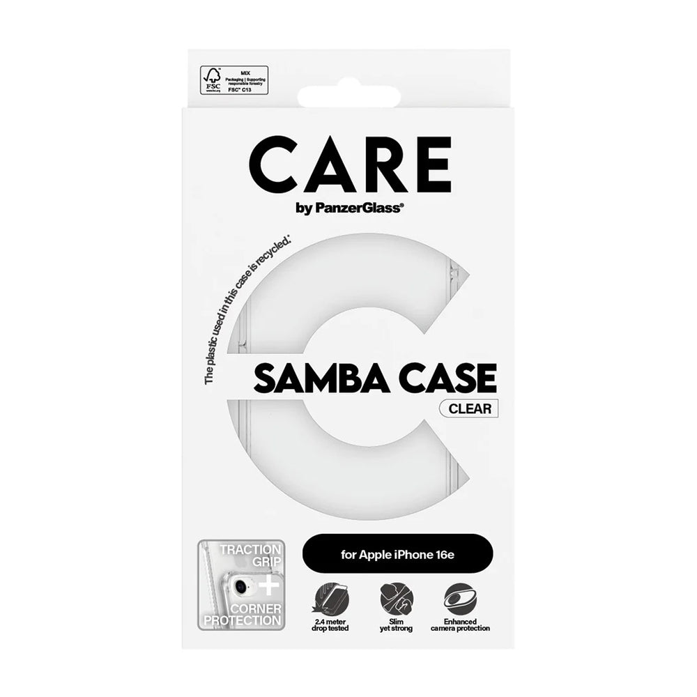 Husa de protectie PanzerGlass® CARE Fashionable compatibil cu iPhone 16e / iPhone 17e, Samba Transparent