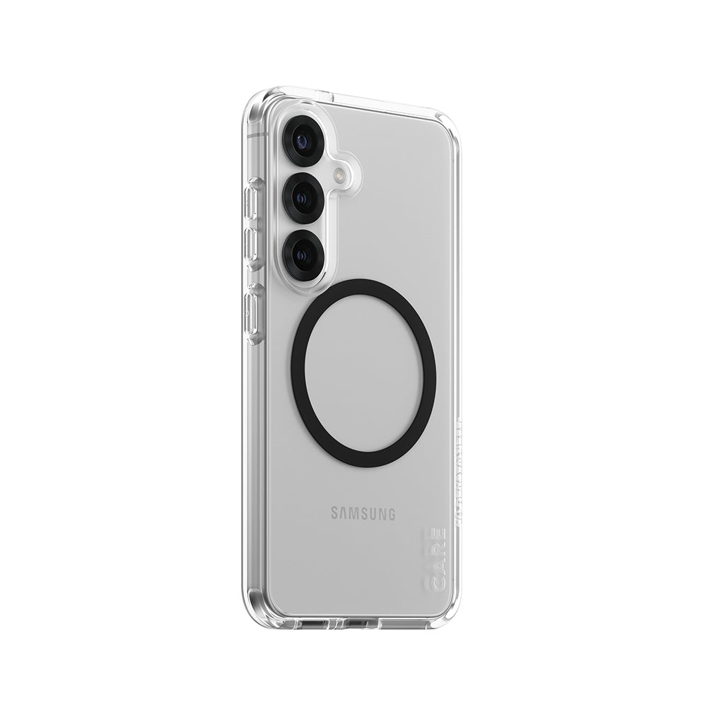 Husa de protectie PanzerGlass® CARE Flagship Urban Combat Black Qi Compatible compatibil cu Samsung Galaxy S25, Transparent