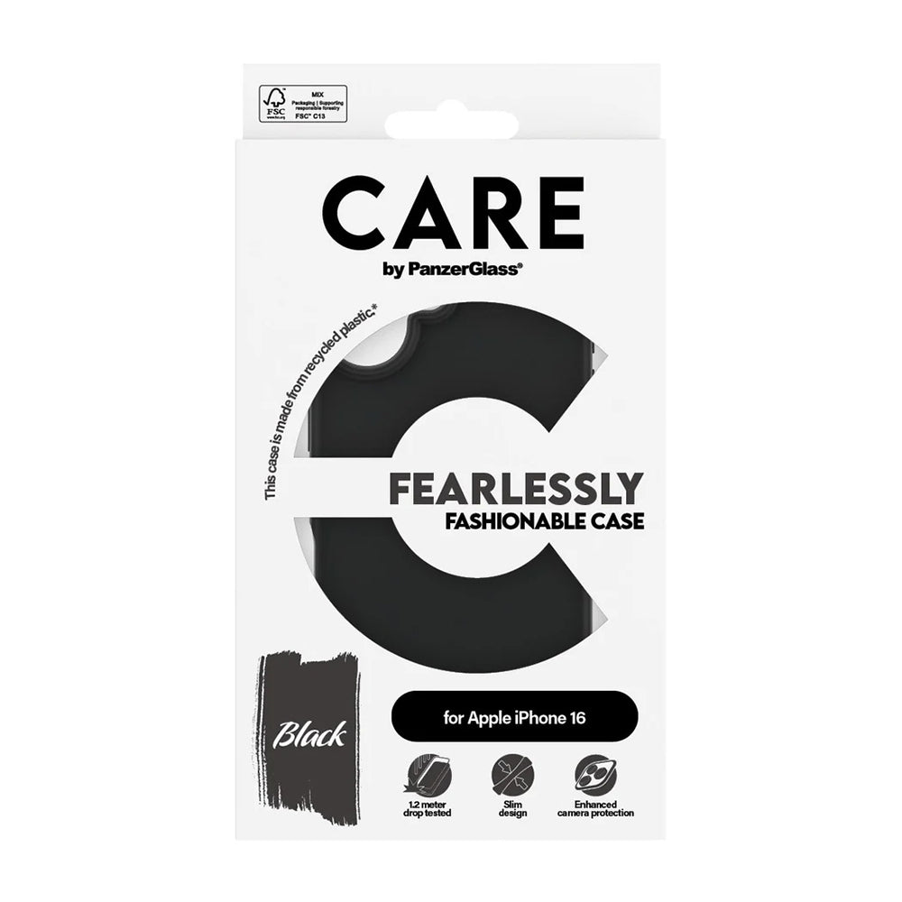 Husa de protectie PanzerGlass® CARE Fashionable compatibil cu iPhone 16, Negru