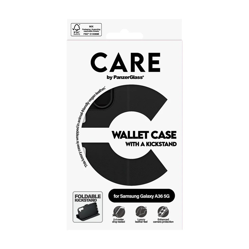Husa de protectie PanzerGlass® CARE Feature Kickstand Wallet compatibil cu Samsung Galaxy A36 5G, Negru