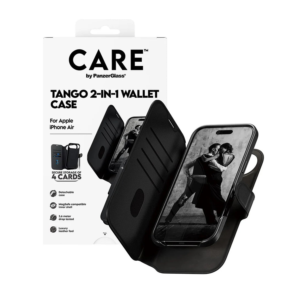 Husa de protectie PanzerGlass® CARE Feature MagSafe Tango Two-in-One Wallet compatibil cu iPhone 17 Air, Negru
