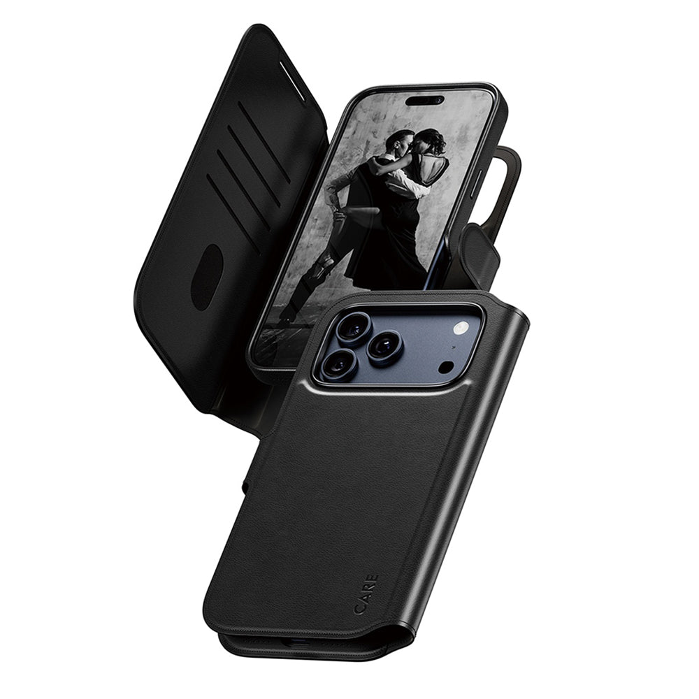 Husa de protectie PanzerGlass® CARE Feature MagSafe Tango Two-in-One Wallet compatibil cu iPhone 17 Pro Max, Negru