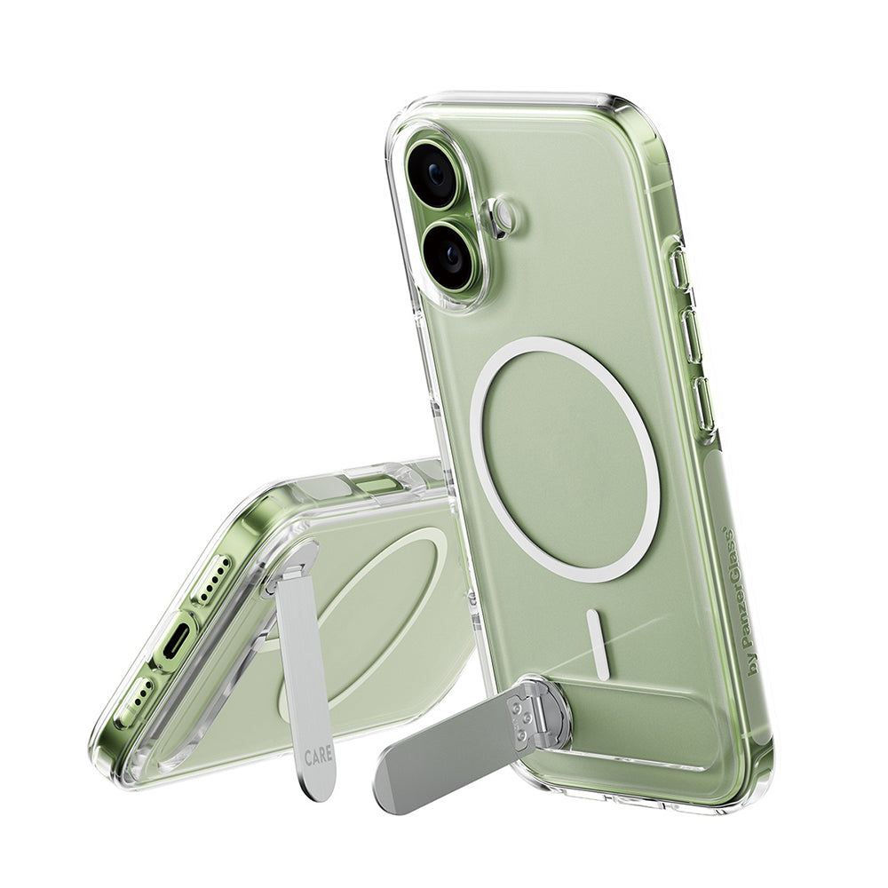 Husa de protectie PanzerGlass® CARE Feature Kickstand MagSafe compatibil cu iPhone 17, Transparent