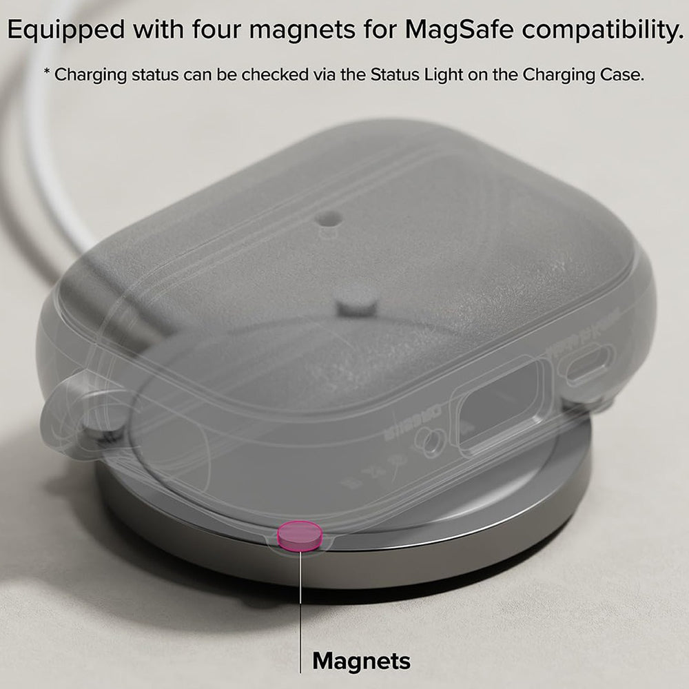 Casti Ringke Protection Case Onyx Magnetic, for AirPods Pro 3, Non-Slip Texture, Carabiner Hole, Warm Gray