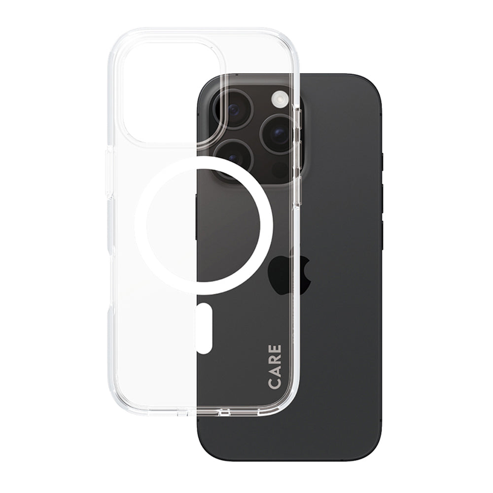 Husa de protectie PanzerGlass® CARE Flagship Urban Combat White MagSafe compatibil cu iPhone 16 Pro, Transparent