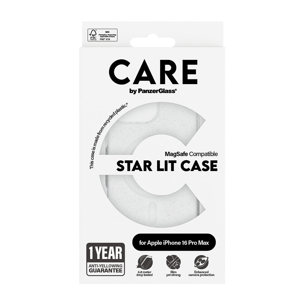 Husa de protectie PanzerGlass® CARE Flagship Urban Combat Star Lit White MagSafe compatibil cu iPhone 16 Pro Max, Transparent