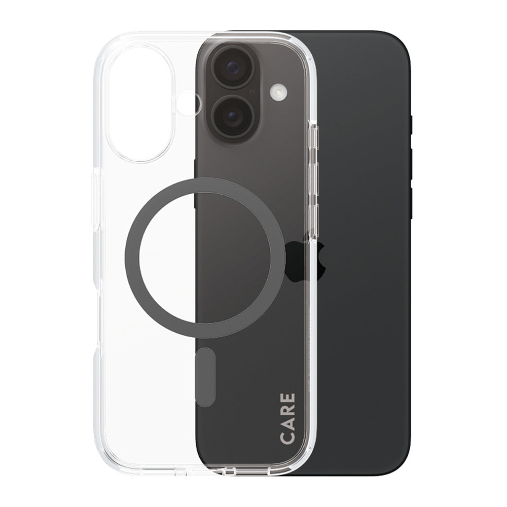 Husa de protectie PanzerGlass® CARE Flagship Urban Combat Black MagSafe compatibil cu iPhone 16, Transparent