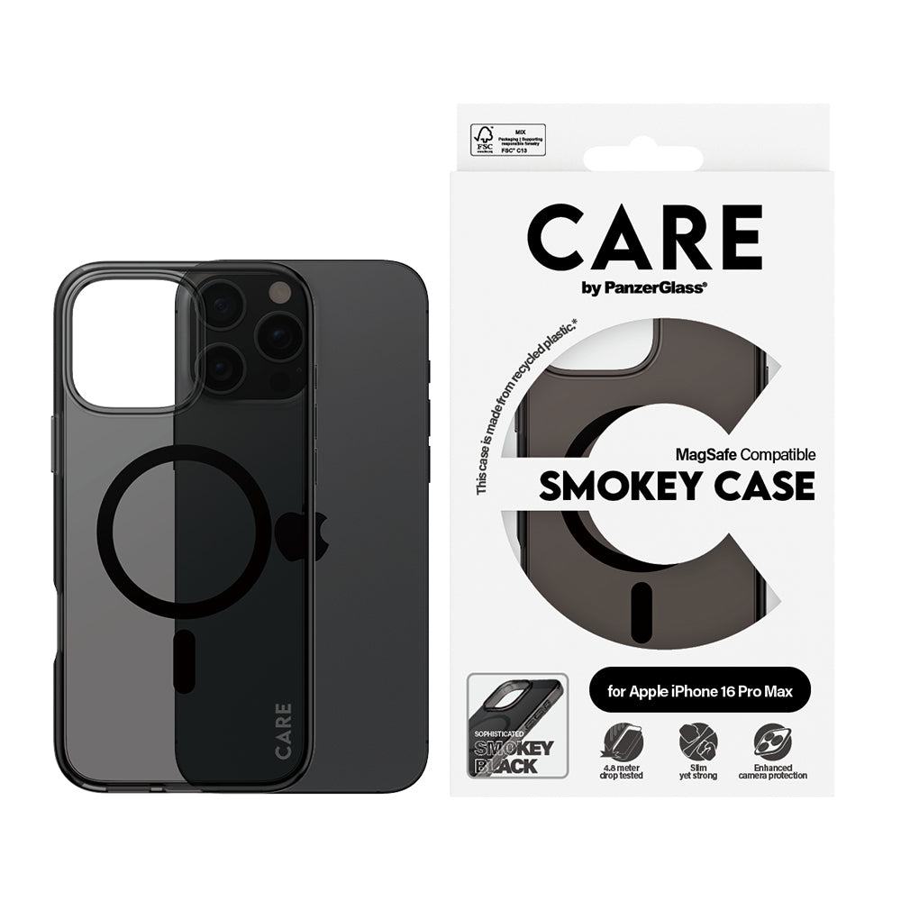 Husa de protectie PanzerGlass® CARE Flagship Urban Combat Black MagSafe compatibil cu iPhone 16 Pro, Smokey