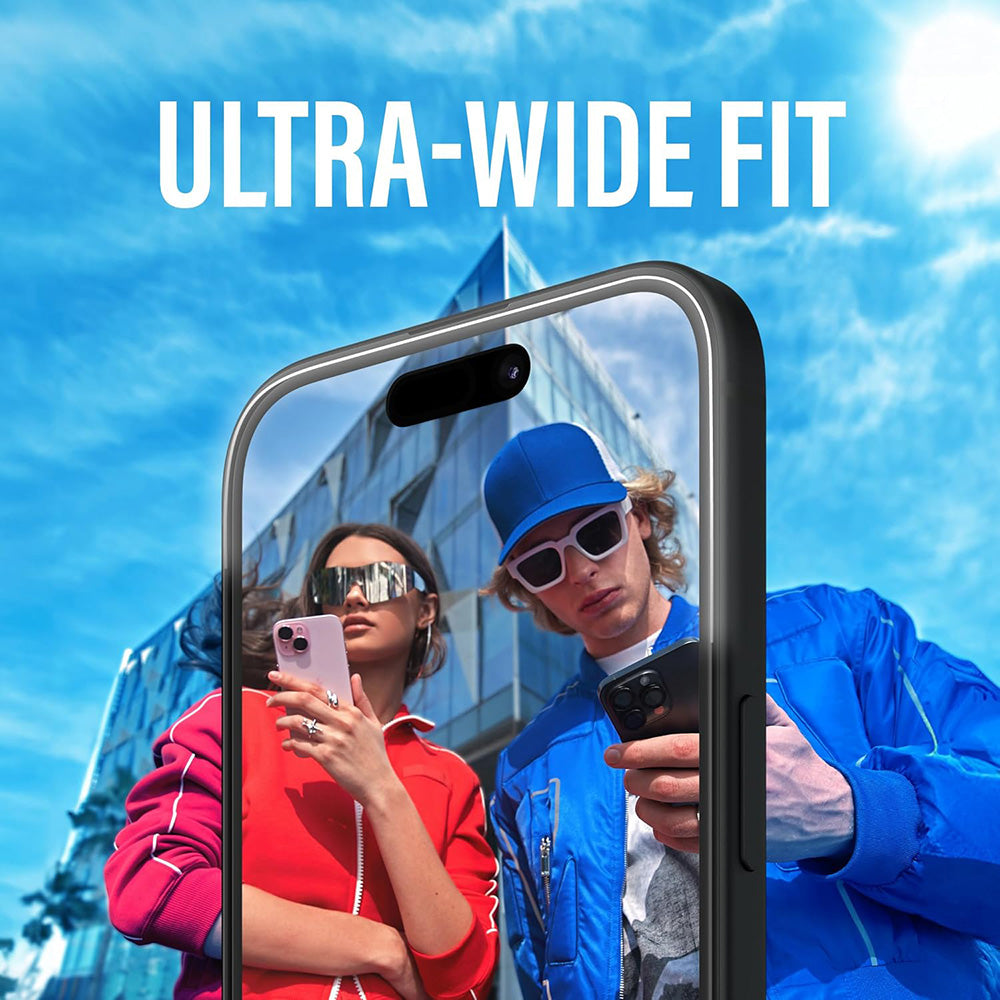 Folie de protectie PanzerGlass® Ultra-Wide Fit compatibil cu iPhone 16 / iPhone 15, Negru