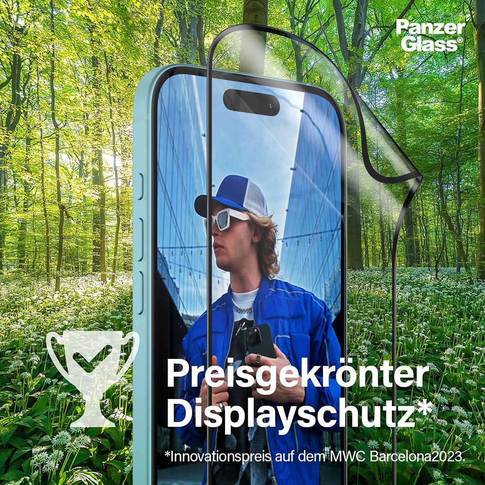 Folie de protectie PanzerGlass® Ultra-Wide Fit EyeCare compatibil cu iPhone 16 Pro, Negru