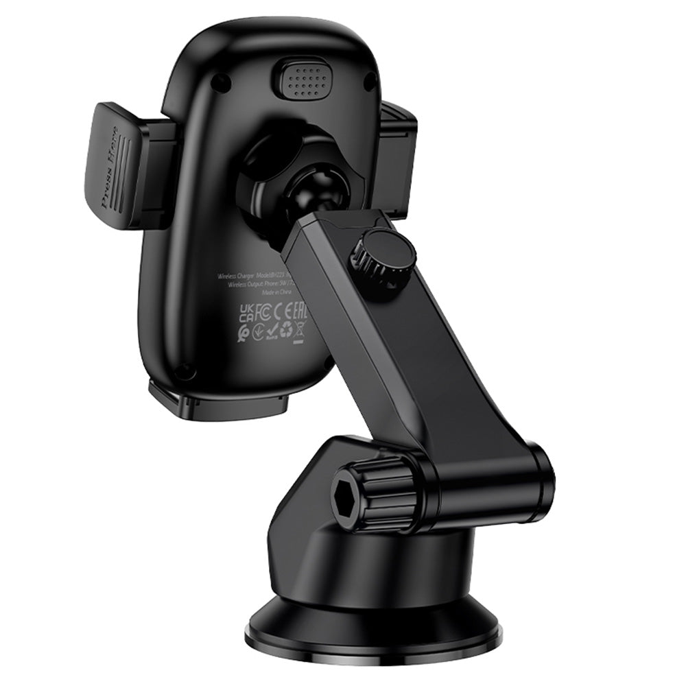 Suport Borofone with Wireless Charging Follower (BH223), for Windshield/Dashboard, 15W, 4.5-7.0inch, Negru
