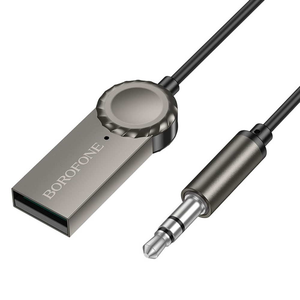 Gadget Borofone Cable Audio Receiver Peaceful (BC56), Bluetooth V5.0 Adapter, Jack 3.5mm, Metal Gray