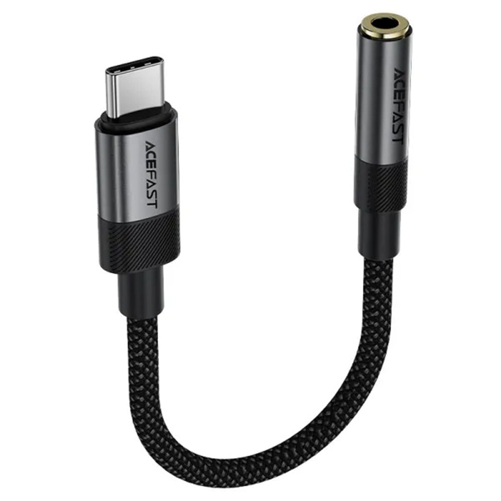 Adaptor Acefast Audio Adapter (J12), Type-C Male to Jack 3.5mm Female, Plug & Play, High-fidelity Sound, No Delay, 15cm, Negru