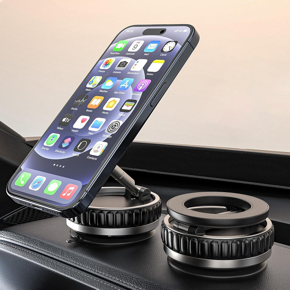 Suport Techsuit Premium VacuumGripX (S15), for Dashboard, Magnetic, N55, 360° Adjustable, Foldable, Negru