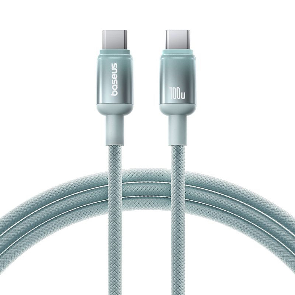 Cablu Baseus Discolor (E0420700), USB-C to USB-C, 100W, 480Mbps, 1m, Albastru /Green