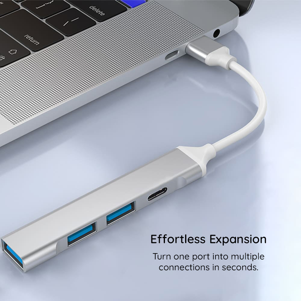 Hub/Dock Techsuit Docking Station PolarisBridge 4 in 1 (H18), USB-C to 1x USB 3.0, 2x USB 2.0, 1x Type-C, Gri /White