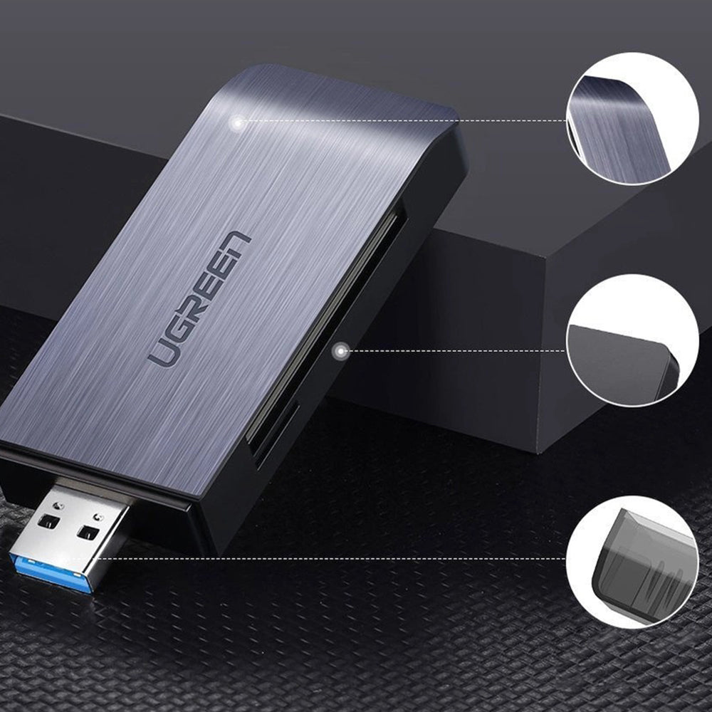 Ugreen Card Reader CM180 (50541), USB to SD/TF/CF/MS Card, Plug&Play, 512GB, 5Gbps, Gri