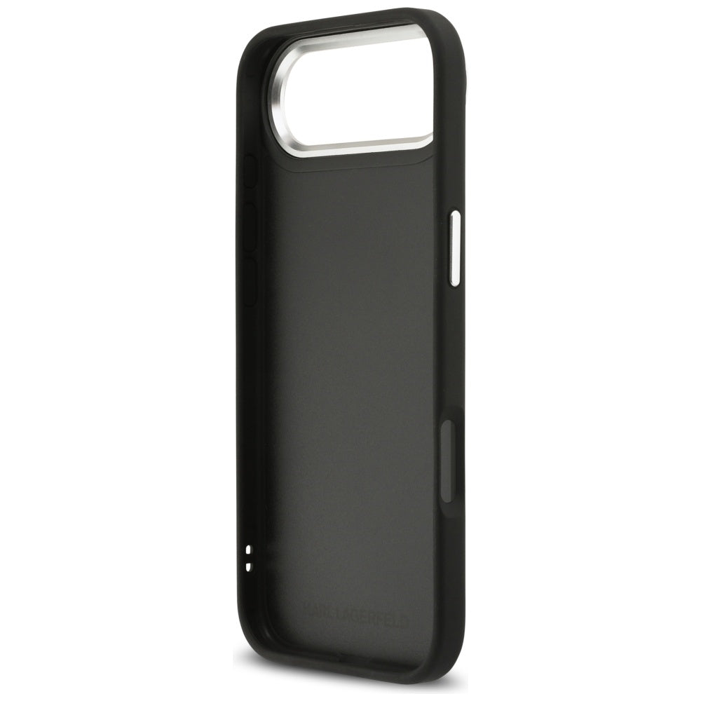 Husa de protectie Karl Lagerfeld FW Grained Karl & Choupette Heads Pins & Logo (KLHCP17MPSFDHPOK) compatibil cu iPhone 17 Air, Negru