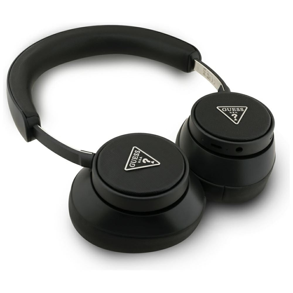 Casti Guess Wireless Saffiano Triangle Logo (GUBHC15PGMRTRK), Bluetooth, ENC, On-ear, Eco Leather, Negru