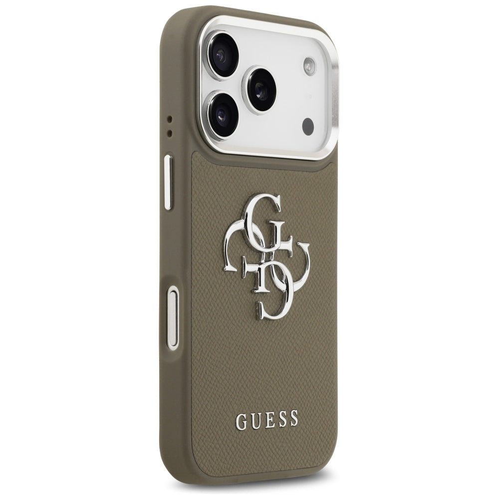 Husa de protectie Guess Hardcase Grained Big 4G Classic Logo (GUHCP17LPG4SMCEW) compatibil cu iPhone 17 Pro, Maro