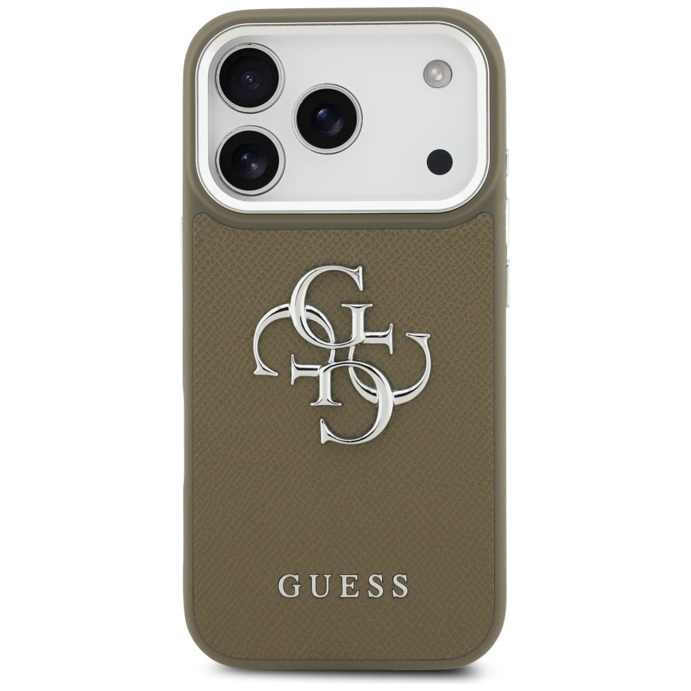 Husa de protectie Guess Hardcase Grained Big 4G Classic Logo (GUHCP17LPG4SMCEW) compatibil cu iPhone 17 Pro, Maro