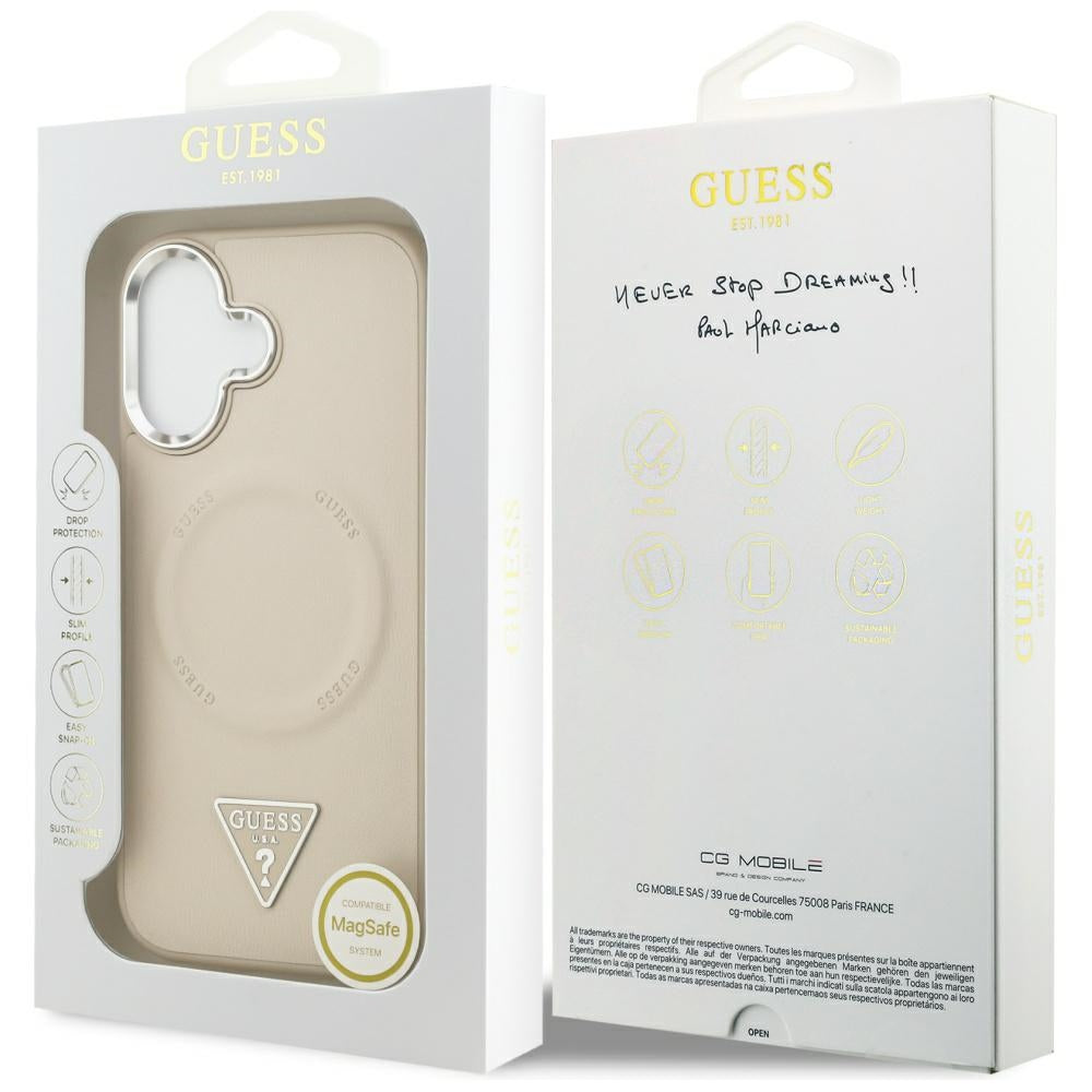 Husa de protectie Guess Hardcase Triangle Logo MagSafe (GUHMP17SPSDTSCME) compatibil cu iPhone 17, Bej