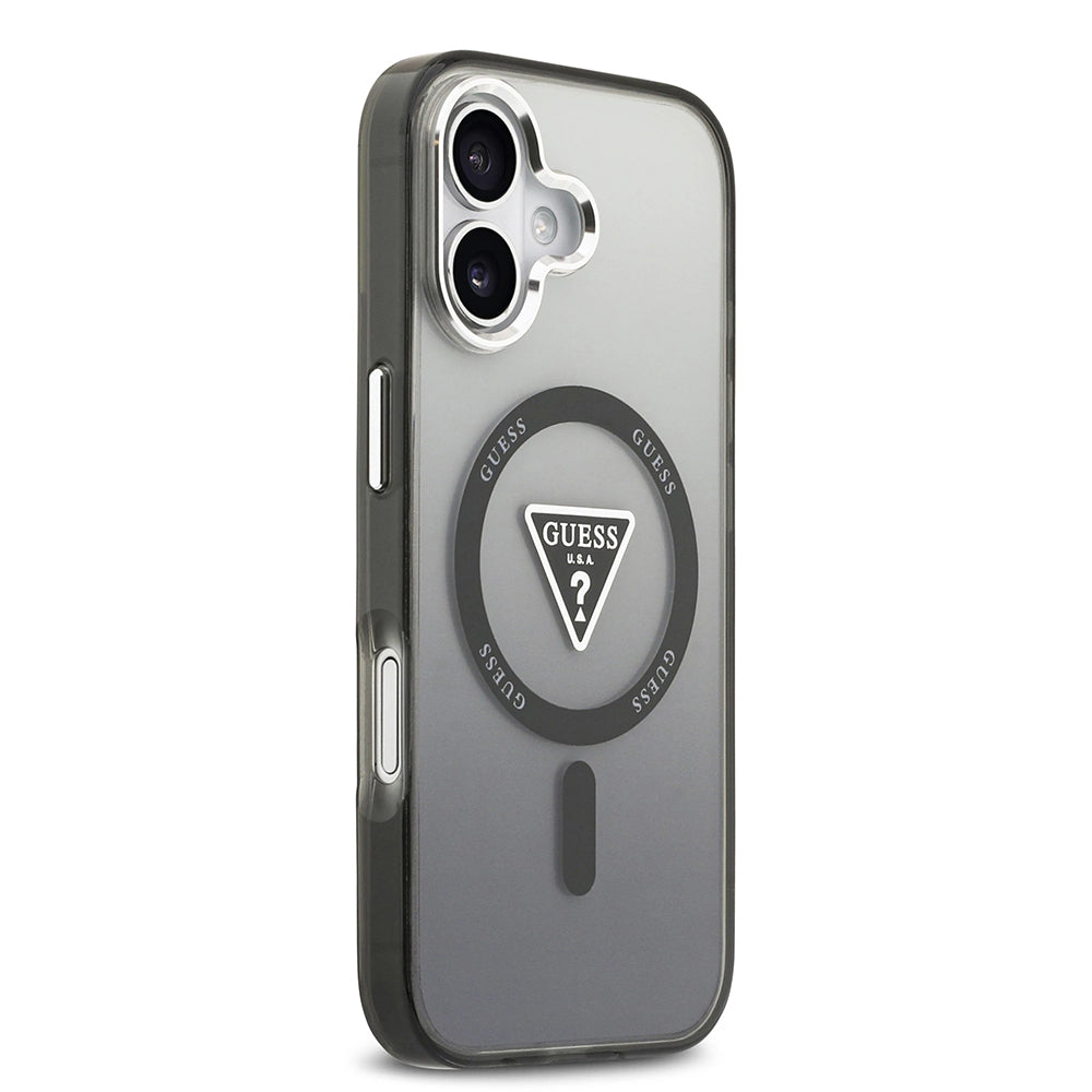 Husa de protectie Guess IML Gradient Triangle Logo MagSafe (GUHMP17SHGTMLCGK) compatibil cu iPhone 17, Negru