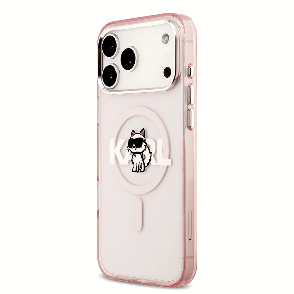 Husa de protectie Karl Lagerfeld IML Choupette Sketch Logo MagSafe (KLHMP17LHGCHGKBP) compatibil cu iPhone 17 Pro, Roz